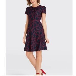 Draper James Navy Red Paisley Floral Cap Sleeve Midi Dress seen on TV NWT